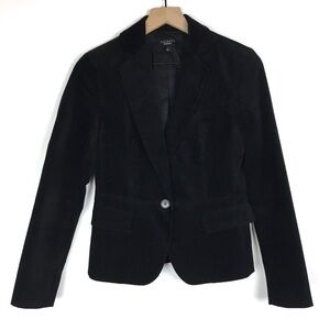 TALBOTS Jacket Blazer Kate Fit Velvet Black Stretch Equestrian Riding Size 2